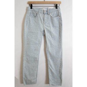 LC Lauren Conrad NWT Light Blue Flowered Denim Skinny Crop Mid Rise Pants - 4